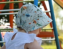 Detské čiapky - Letný detský ľanový čepiec jarná lúka - 14606420_