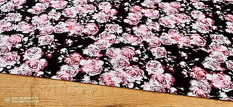 Textil - Teplákovina - Kvety III - cena za 10 centimetrov - 14604598_