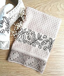 Úžitkový textil - Froté uterák s háčkovanou krajkou, béžová f. - 14604649_
