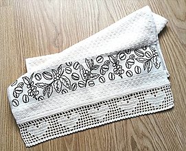 Úžitkový textil - Froté uterák s háčkovanou krajkou, béžová f.  (Biela) - 14604651_