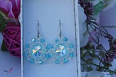Náušnice - náušnice SW Crystal / akvamarin kvietky - 14609051_