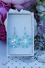 Náušnice - náušnice SW Crystal / akvamarin kvietky - 14609052_