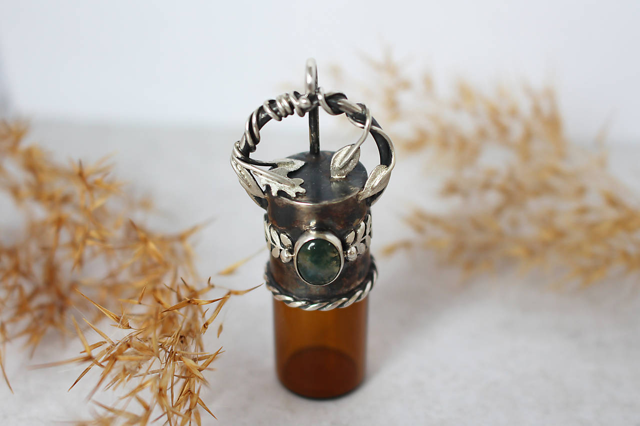 Strieborný roll-on šperk s machovým achátom - Myrra Fay