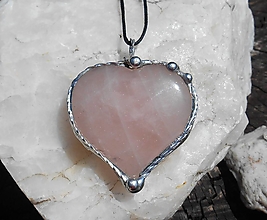 Náhrdelníky - big rosa heart for you ruženín-náhrdelník - 14609732_
