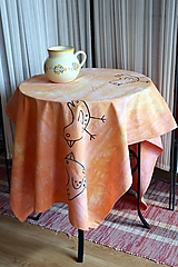 Úžitkový textil - Obrus. Art obrus ručne batikovaný a malovaný. - 14608425_