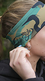Ozdoby do vlasov - Dvojvrstvová termo čelenka  - Camo animal green - 14608257_