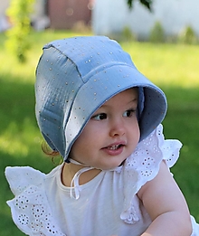 Detské čiapky - Letný detský mušelínový čepiec Vivien - 14610636_