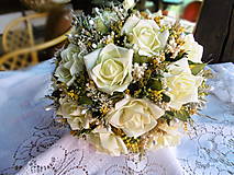 Dekorácie - Bielo-zelená svadobná kytica - 14611879_
