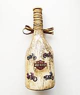 Nádoby - Víno v dekorovanej flaši, motív motorky - 14611795_