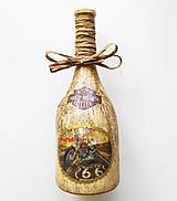 Nádoby - Víno v dekorovanej flaši, motív motorky - 14611796_