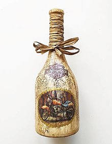 Nádoby - Víno v dekorovanej flaši, motív motorky - 14611799_