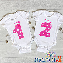 Detské oblečenie - Body dvojčata Twin 1 a 2 holčičky - 14611964_