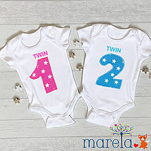 Detské oblečenie - Body dvojčata Twin 1 a 2 - 14611969_