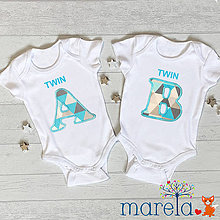 Detské oblečenie - Body dvojčata Twin A a B chlapečci - 14611979_