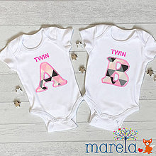 Detské oblečenie - Body dvojčata Twin A a B holčičky - 14612004_