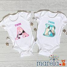 Detské oblečenie - Body dvojčata Twin A a B - 14612011_