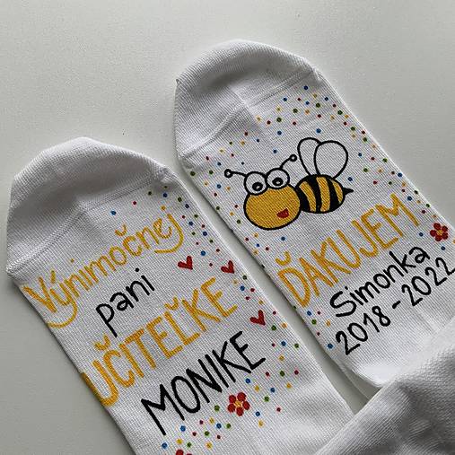 Maľované ponožky pre naj PANI UČITEĽKU (Včielok)
