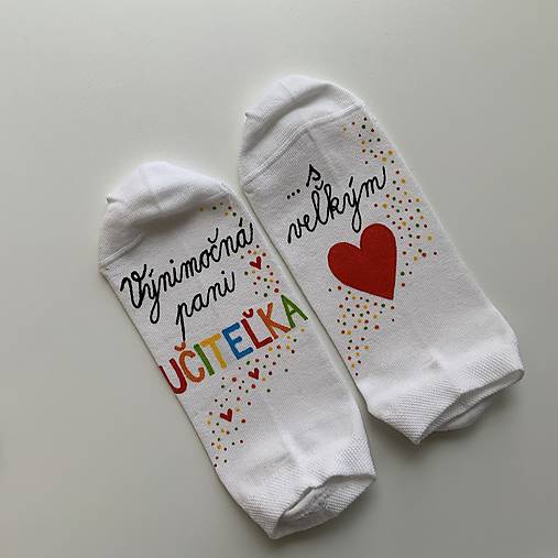 Maľované ponožky pre PANI UČITEĽKU (S veľkým srdcom (členkové))