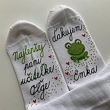 Ponožky, pančuchy, obuv - Maľované ponožky pre naj PANI UČITEĽKU (žabiek) - 14611851_