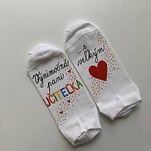 Ponožky, pančuchy, obuv - Maľované ponožky pre PANI UČITEĽKU (S veľkým srdcom (členkové)) - 14611858_