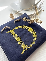 Úžitkový textil - Navy Blue Ľanová utierka so zlatou výšivkou ,,MONOGRAM" - 14611677_