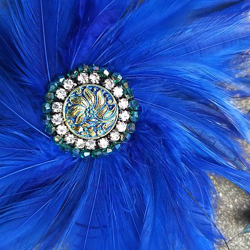 Ozdoby do vlasov - Královská modrá ... fascinator, spona či brož - 14613667_