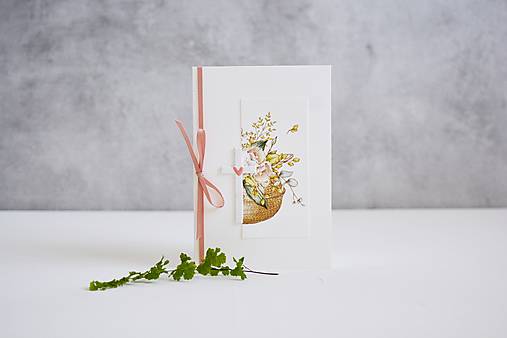 Papiernictvo - Kresťanský pozdrav - kvetinový košík s krížikom - 14612376_