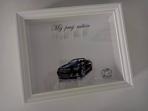 Dekorácie - Personalizovaný rámik MôJ MILIÓN NA AUTO - Box na peniaze - 14613411_