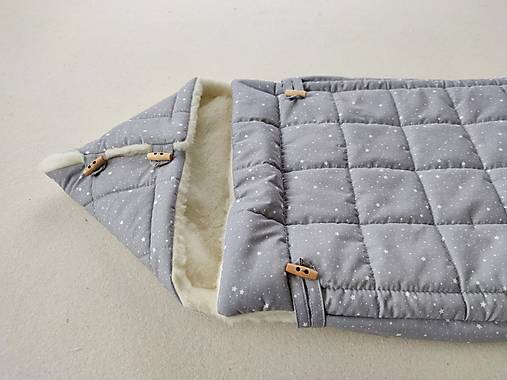 Detský textil - RUNO SHOP fusak pre deti 100% ovčie runo MERINO TOP super wash Natural Hviezdička šedá - 14612381_