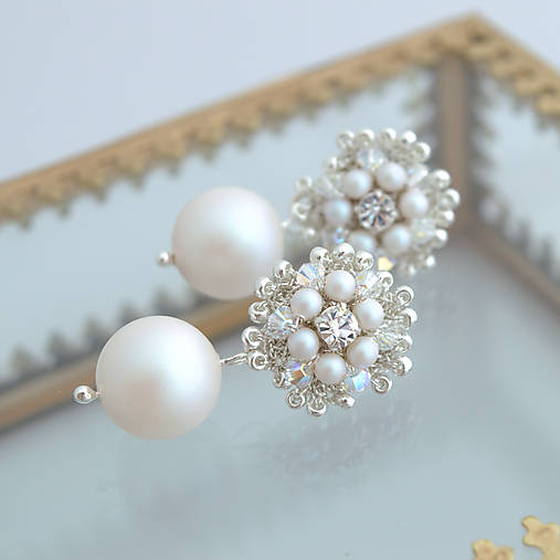 Vintage perlové náušnice (Ag925) (Pearlescent White)