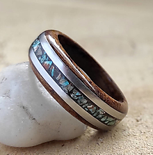 Prstene - Prsteň z dreva, chirurgickej ocele a jaspisu - 14612868_