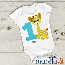 Detské oblečenie - Body první narozeniny se žirafou - 14614506_
