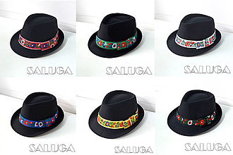 Čiapky, čelenky, klobúky - Folklórny klobúk - čierny - ľudový klobúk - č.56 - 14615425_