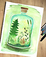 Obrazy - Vôňa lesa vo fľaštičke, knižná ilustrácia - 14615879_