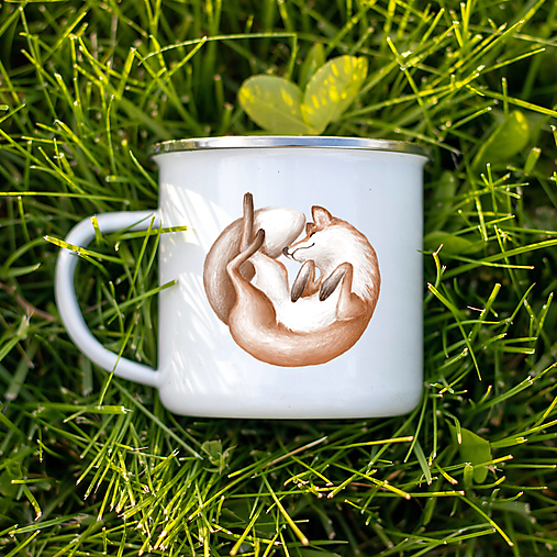 Nádoby - LÍŠKA smaltovaný hrnček - 14615426_