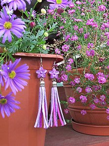 Náušnice - Fialové kvety - 14615931_