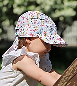Detské čiapky - Letný detský šilt biela lúka - 14618367_