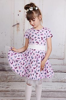 Detské oblečenie - Motýlikove šaty s tylom UNIQUE girl fialové - 14617934_