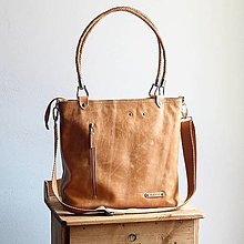 Veľké tašky - Kožená kabelka Klasik Daily *Milky-Caramel* - 14616866_