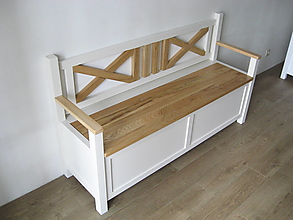 Nábytok - Drevená lavica z buku a jasena s úložným priestorom - 14618571_