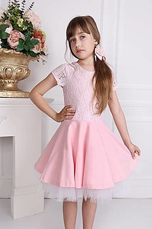 Detské oblečenie - Slávnostné čipkované šaty ROMANCE ružové - 14620865_