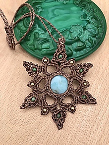 Náhrdelníky - Mandalový náhrdelník s larimarom a zoisitom - 14620543_