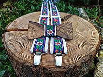 Pánske doplnky - Pánsky folklórny set - drevený motýlik a traky - 14619892_