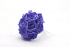 Kytice pre nevestu - Saténová kytica svadobná fialová ruže - 14619980_