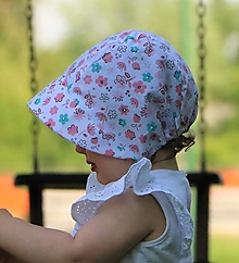 Detské čiapky - Letný detský čepiec ružové kvietky - 14622689_