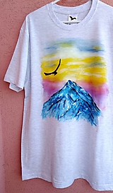 pánske maľované tričko Hory...  šedé L