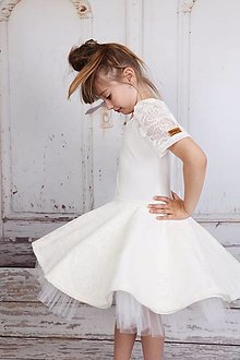 Detské oblečenie - Slávnostné čipkované šaty ROMANCE biele - 14623609_