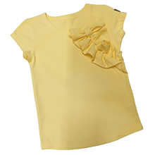 Detské oblečenie - Tričko s efektnou mašľou a s perličkami UNIQUE Girl banánové - 14624025_