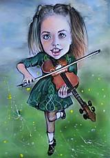 Kresby - karikatúra -dievčatko s husličkami - 14623200_