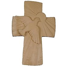 Dekorácie - Drevený kríž mieru (12cm - Béžová) - 14621796_